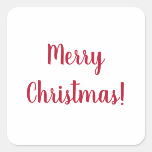Christmas Red and White Merry Christmas Typography Square Sticker