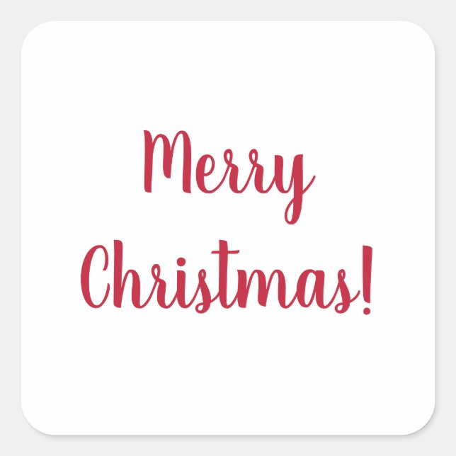 Christmas Red and White Merry Christmas Typography Square Sticker (Front)