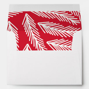 Christmas Red and White Pine Holiday Card Envelope