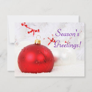 Christmas Red And White Season's Greetings Invitat Invitation