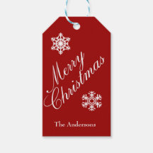 Christmas Red and White Snowflakes Gift Tag
