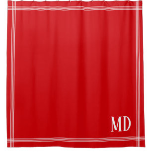 Christmas Red and White Striped Custom Initials Shower Curtain