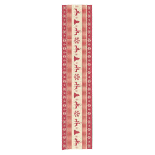 Christmas red and white table runner 14" x 72"