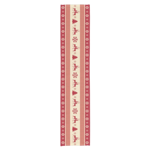 Christmas red and white table runner 14" x 72" (Front)