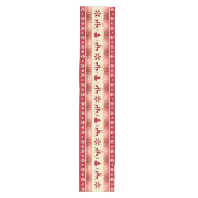 Christmas red and white table runner 16" x 90" (Front)