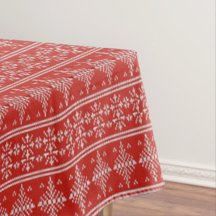 Christmas Red and White Ugly Sweater Tablecloth