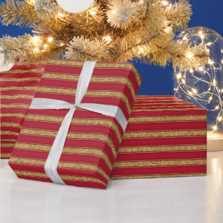Christmas Red and Yellow Stripes Wrapping Paper