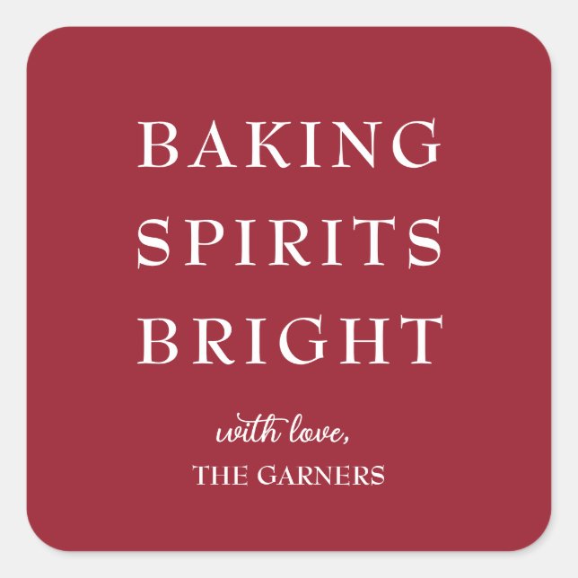 Christmas Red Baking Spirits Square Sticker (Front)