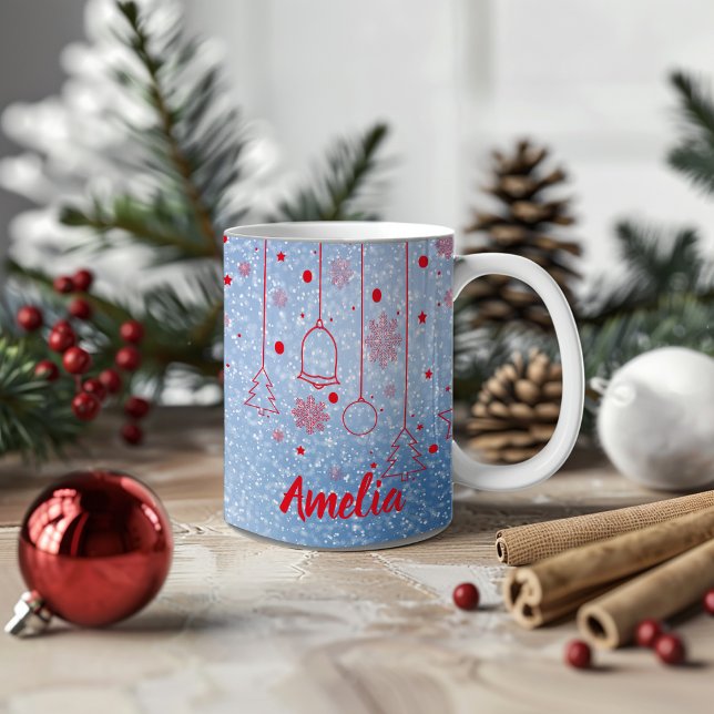 Christmas red Ball  decoration blue Classic Mug (Creator Uploaded)