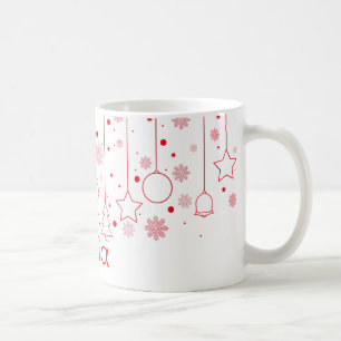 Christmas red Ball star decor name Classic Mug