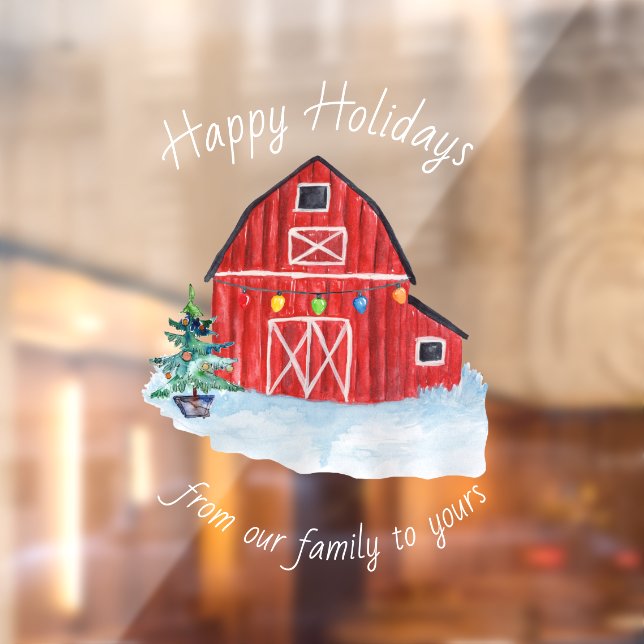 Christmas Red Barn Customisable   Window Cling (Sheet 2)