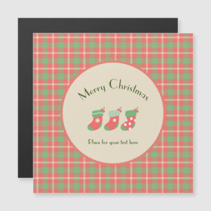 Christmas Red-base Plaid Magnetic Card