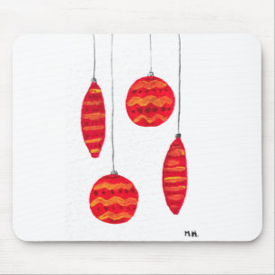 Christmas red baubles mouse mat