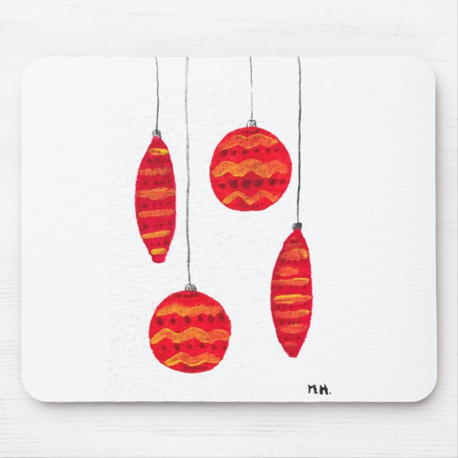 Christmas red baubles mouse mat (Front)