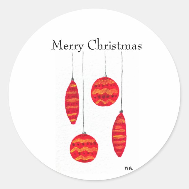 Christmas red baubles T-Shirt Classic Round Sticker (Front)