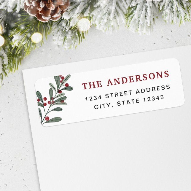 Christmas Red Berries Holiday Return Address (Creator Uploaded)