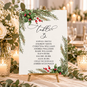Christmas Red Berries Table Number 3 Seating Chart