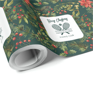 Christmas Red Berries Tennis Club Holidays Custom Wrapping Paper