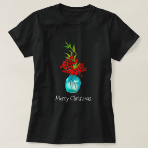 Christmas red berries watercolor art T-Shirt