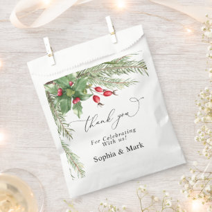 Christmas Red Berries Wedding Favour Bags