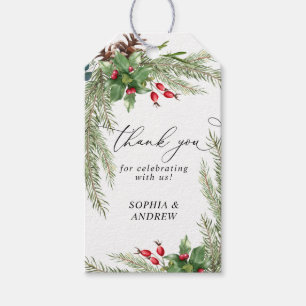 Christmas Red Berries Wedding Gift Tag