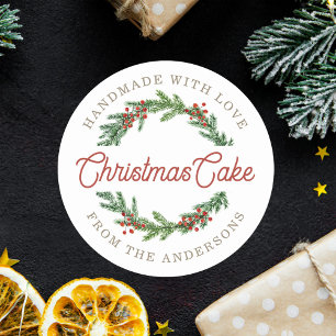 Christmas Red Berries Wreath Holiday Homemade Gift Classic Round Sticker