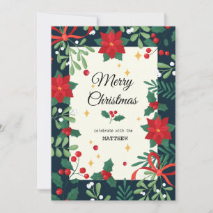 Christmas Red Berry Wreath Invitation