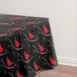 Christmas Red Bird Cardinal Winter Watercolor Tablecloth