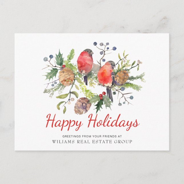 Christmas Red Bird Holiday Corporate Greeting Postcard (Front)