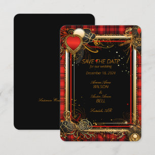 Christmas Red Black and Gold Wedding  Save The Date
