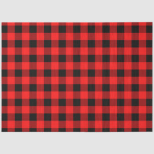 Christmas  Red Black Buffalo Checks Plaid Tissue Paper