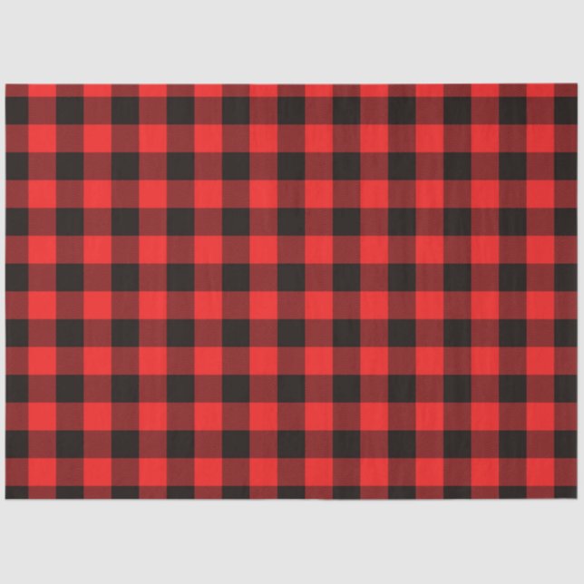 Christmas  Red Black Buffalo Checks Plaid Tissue Paper (Front)