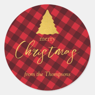 Christmas Red & Black Buffalo Plaid Xmas Tree Tags