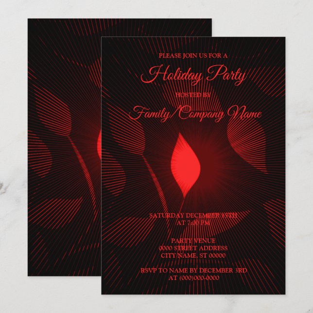 Christmas Red Black Elegant Holidays Invitation (Front/Back)