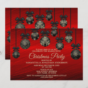 Christmas Red Black Elegant Winter Holidays Invitation