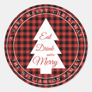 Christmas Red Black Gingham Pattern Envelope Seal