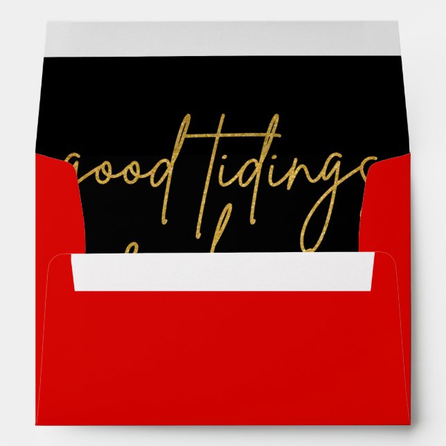 Christmas Red Black Gold Glitter Envelope (Back (Bottom))