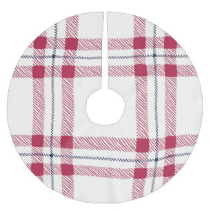Christmas Red & Black Plaid Farmhouse Country Cute Brushed Polyester Tree Skirt