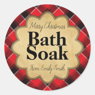 Christmas Red Black Plaid Foot Soak Or Scrub Classic Round Sticker