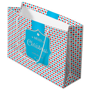 Christmas Red-Blue Polka Dots Gift Bag - Large