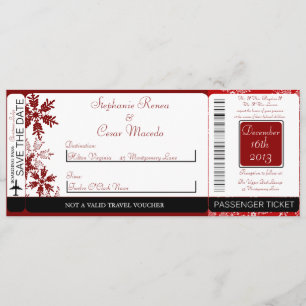 Christmas Red Boarding Pass Wedding Invitation