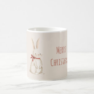 Christmas Red Bow Bunny Rabbit Coffee Mug