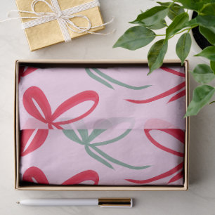 Christmas Red Bows Green Pink Hand Drawn Tissue Paper