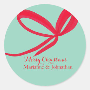 Christmas Red Bows Hand Drawn Classic Round Sticker