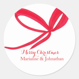 Christmas Red Bows Hand Drawn Classic Round Sticker