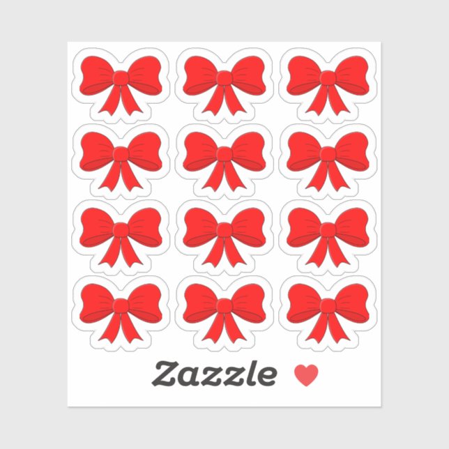 Christmas Red Bows Holiday Decoration X-mas Ribbon (Sheet)