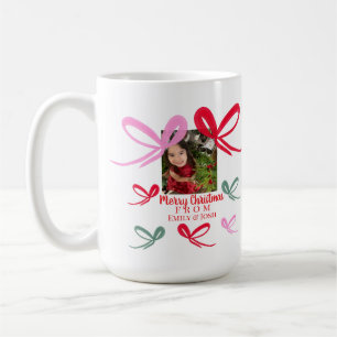 Christmas Red Bows Multicolor Doodle Coffee Mug