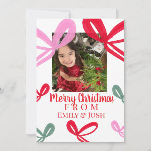 Christmas Red Bows Multicolor Holiday Card