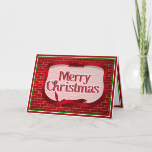 Christmas Red Brick Background Holiday Card