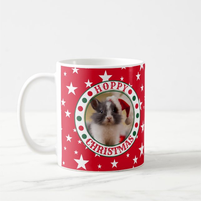 Christmas Red Bunny Lover's Custom Photo Coffee Mug (Left)